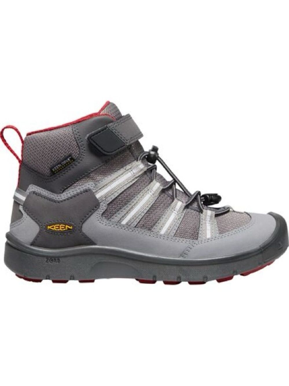 Size 7 Youth KEEN Kids Gray and Red High-Top Sneakers